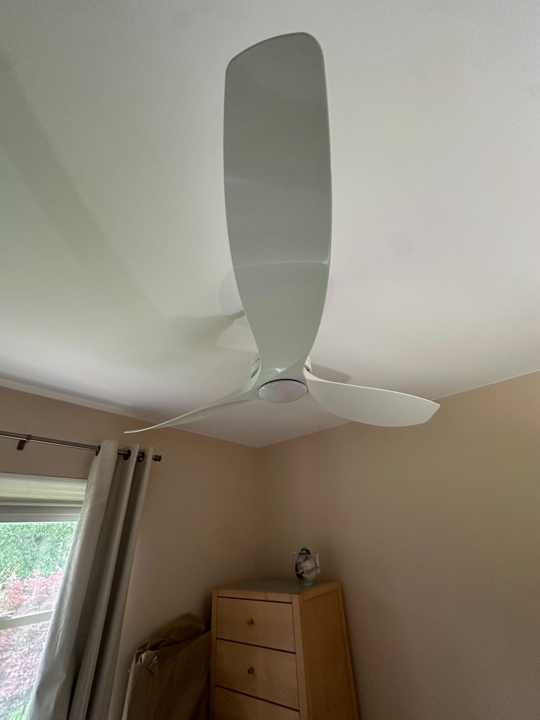 White three blade ceiling fan installed by SLY Residential in a Metro Detroit bedroom